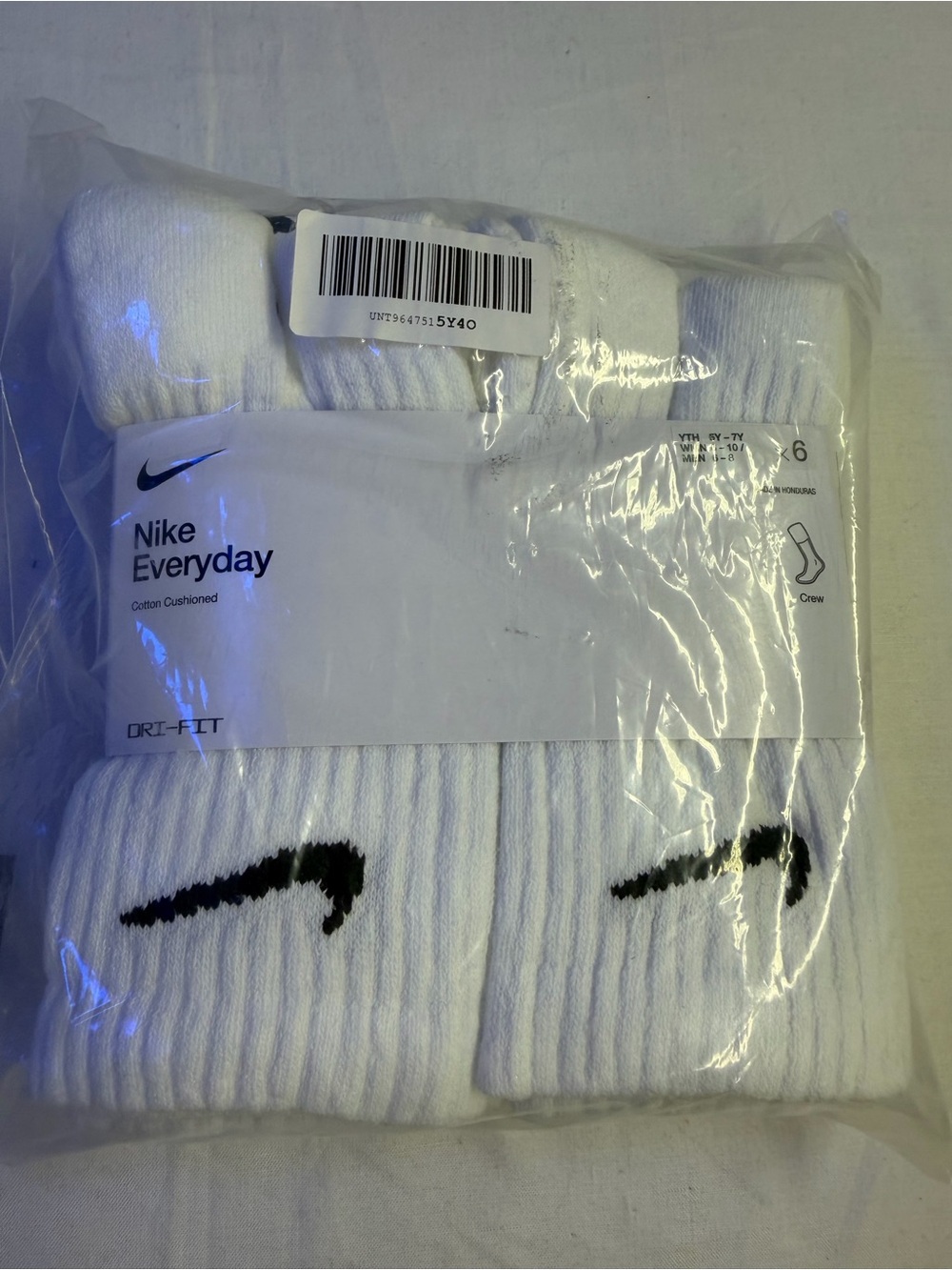 Nike White Crew Athletic Socks with Black Swoosh - Pack